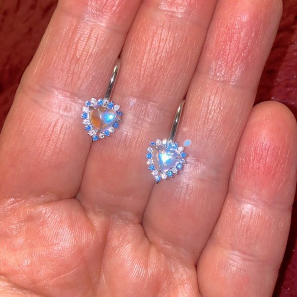 Blue Moonstone Sterling Silver Earrings Proudly Made in Turkey ???? Brand